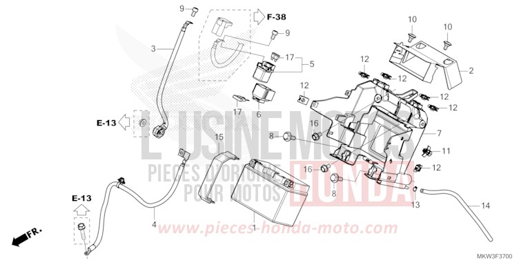 BATTERIE de NC750X "Méca" MAT BALLISTIC BLACK METALLIC (NHA86) de 2023